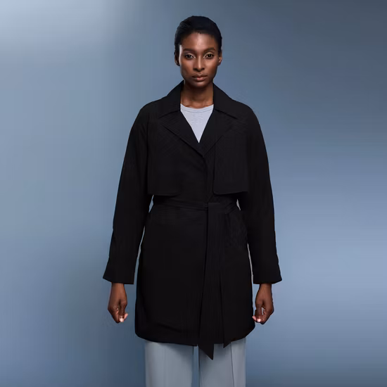 Diseño Primavera y Otoño Mujer PU impermeable elegante gabardinas largas